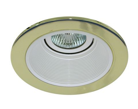 4" LED recessed lighting white baffle polished brass trim retrofit kit