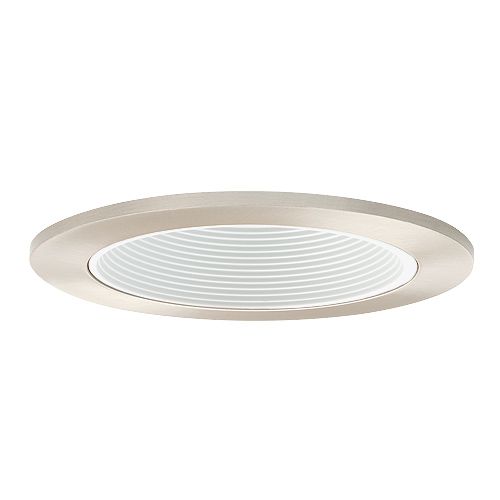 4" LED recessed lighting white baffle satin nickel trim retrofit kit